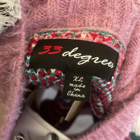 99 degrees pink fair isle striped snowflake sweater size Xl Christmas - Picture 8 of 9